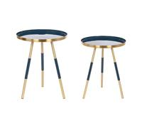Home ESPRIT Set di 2 tavolini blu oro ferro 41 x 41 x 51 cm