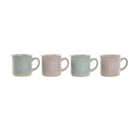 Home ESPRIT Set di 4 tazze Mug Blu Rosa Gres Urbano
