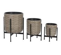 Home ESPRIT Set di fioriere in metallo polipropilene rattan 39 x 39 x 49 cm