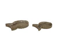 Home ESPRIT Set di vassoi naturali in metallo pesce mediterraneo 49 x 33 x 6 cm (2 pezzi)