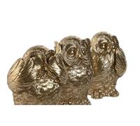 Home ESPRIT Statuetta decorativa dorata gufo 11 x 11 x 15 cm (3 pezzi)
