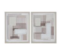 Home ESPRIT Tela Beige Grigio Astratto Moderno 40 x 2,5 x 50 cm (2 Pezzi)
