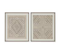 Home ESPRIT Tela Bianca Naturale Boho 50 x 3,8 x 60 cm (2 Pezzi)