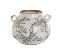 Home ESPRIT Vaso Bianco Marrone Grigio Gres Foglia di Pianta 21 x 20 x 16 cm