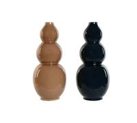 Home ESPRIT Vaso Blu Marrone Porcellana 19 x 19 x 45 cm (2 Pezzi)