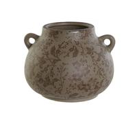 Home ESPRIT Vaso Marrone Verde Gres Foglia di Pianta 21 x 20 x 16 cm