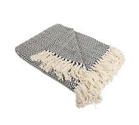 Home Essentials DII 100% Cotone Chevron Herringbone Throw per Interni/Esterni Campeggio BBQ, spiagge Everyday Coperta, Black, 50 x 60 Inches