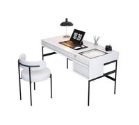 Home Estetica Italiana Spazio Grande Capacità di Archiviazione Scrivania in Legno Massello Moderno Organizzatore Nascosto Gambe Robuste in Acciaio al Carbonio Illuminazione Ambientale con Scrivania Mo