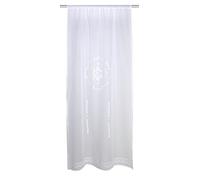 Home Fashion 1 Porta Struttura Lino Ricamato, Poliestere, Bianco, H180 x B60 cm (1er Pack)