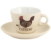 Home Gallo Servizio Tazze tè, con Piatto, Gres, Bianco, 4 Pezzi