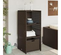 Home & Garden-Garden - Armadietto portaoggetti in polyrattan, 50 x 55 x 115 cm, colore: marrone
