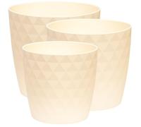 Home Garden Ornaments Vaso per Piante da Interno Ecru Set di 3 Misure 14/16/18 cm - Vaso da Esterno con Superficie in Cristallo Lucido - Vasi per Piante da Esterno (Ecru)