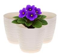 Home Garden Ornaments Wave Vaso per Piante da Interno - Vaso Decorativo da Interno 3D Effetto, Set di 3, Sottovaso Integrato e Fori di Drenaggio - Vaso per Piante (Diametro: 15cm, Colore: Crema)