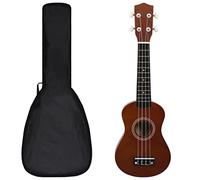 Home & Garden - Ukulele soprano con custodia, per bambini, in legno scuro, 53,3 cm