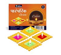 Home Genie Diyas per Diwali e Deepawali, in argilla dipinta a mano, lanterne per decorazione Diwali, decorazione per Diwali, Diyas colorate, confezione da 6