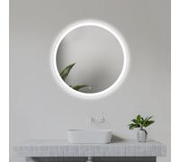 Home Glow Specchio circolare da bagno da 50cm con luci LED, con interruttore touch, Specchio circolare con luce LED frontale bianca naturale.