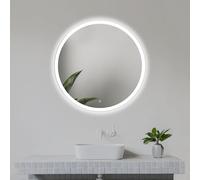 Home Glow Specchio circolare da bagno da 60cm con luci LED, con interruttore touch, Specchio circolare con luce LED frontale bianca naturale.