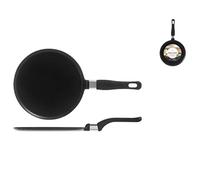 Home Granchef Crepiera Antiaderente con Manico, Alluminio, Nero, 24 cm