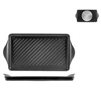 Home Granchef Piastra Rigata, Rivestimento Antiaderente, Rettangolare, Alluminio Pressofuso, Nero, 58 x 30 cm/Diametro 58 cm