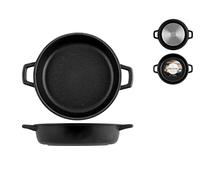 Home Granchef Tegame Antiaderente con 2 Manici, Alluminio pressofuso, Nero, 16 cm