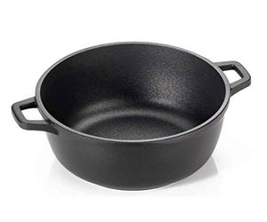Home Grand Chef Casseruola Antiaderente con 2 Manici, Alluminio Pressofuso, Nero, 24 cm