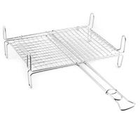 HOME 8446437 Graticola Doppia con Manico E Piedi, Acciaio
