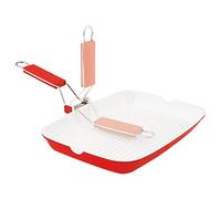 Home Grilly Bistecchiera Rettangolare, Ceramica, Bianco/Rosso, 34x24 cm
