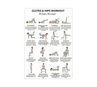 Home Gym Poster Glute And Hip Exercises Chart Workout Guide Strength Mobility Bodyweight Training Wall-Art(Framed,08X12inch(20X30cm))