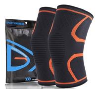 home harbor 2 Pezzi Supporto per Ginocchio da Uomo/Donna,supporto per ginocchiere regolabile per corsa,Tutore Fascia Ginocchio,Ginocchiera Sportiva Supporto per Sport,Arancione,S