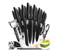 Home Hero Coltelli da Cucina con Ceppo - Acciaio Inox - Set Professionali (20 pezzi con Ceppo - Nero)