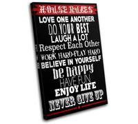 Home House Rules Typography SINGLE TELA parete arte foto stampa