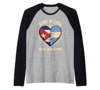 Home in Cuba Heart in Argentina Half Argentine Cuban Roots Maglia con Maniche Raglan