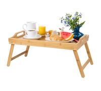 HOME IN SMART Tavolino per Letto Pieghevole, Vassoio da Letto in Bambù 100% con Bordi Rialzati - Vassoio Colazione a Letto, Tavolo da Letto e Poggia PC. Dimensione 50x30x25