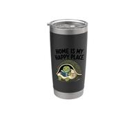 Home Is My Happy Place Cozy Turtle Under Shell Libro Bicchiere termico in acciaio inox doppia parete