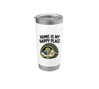 Home Is My Happy Place Cozy Turtle Under Shell Libro Bicchiere termico in acciaio inox doppia parete