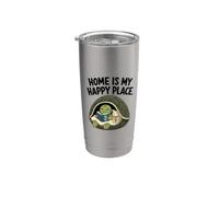 Home Is My Happy Place Cozy Turtle Under Shell Libro Bicchiere termico in acciaio inox doppia parete