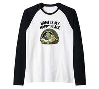 Home Is My Happy Place Cozy Turtle Under Shell Libro Maglia con Maniche Raglan