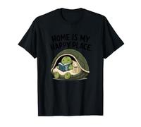 Home Is My Happy Place Cozy Turtle Under Shell Libro Maglietta