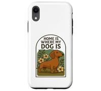 Home is Where My Dog Is, simpatico bassotto e motivo floreale Custodia per iPhone XR