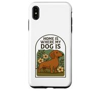 Home is Where My Dog Is, simpatico bassotto e motivo floreale Custodia per iPhone XS Max