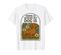 Home is Where My Dog Is, simpatico bassotto e motivo floreale Maglietta