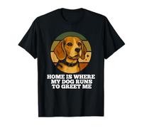 Home Is Where My Dog Run Beagle Retro Puppy Lover Puppy Padrone Maglietta
