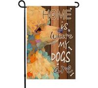 Home is Where My Dogs are Barboncino Bandiera da giardino, Bandiera da cortile per animali domestici Decorazioni per la casa Regali per gli amanti dei cani, Burla rustica
