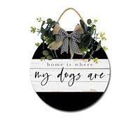 Home Is Where My Dogs Are Cartello in legno per portico anteriore in legno decorazione rustica da parete decorazioni da parete in legno con fiocco per casa portico porta da parete, 30,5 x 30,5 cm