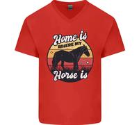 Home Is Where My Horse Is Divertente Equestre Uomo Scollo A V Cotone T-Shirt