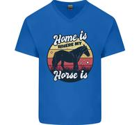 Home Is Where My Horse Is Divertente Equestre Uomo Scollo A V Cotone T-Shirt