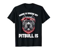 Home Is Where My Pitbull Is Pittie Mom Dog Lover Madre Maglietta