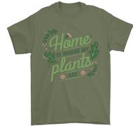 Home Is Where My Plants Are Divertente Giardinaggio T-Shirt 100% Cotone