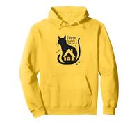 Home is Where The Cat is - Citazione per Amanti dei felini Felpa con Cappuccio, Unisex per Adulti, Limone, XL