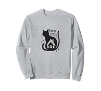 Home is Where The Cat is - Citazione per Amanti dei felini Felpa, Unisex per Adulti, Grigio Melange, XXL